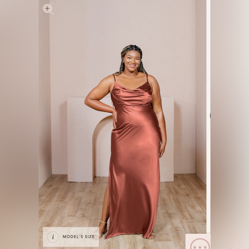 Revelry Skye Satin Cinnamon Rose Bridesmaid Dress Size 2